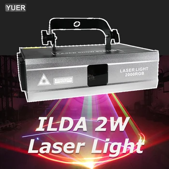 ILDA 2 W скенер лъч RGB с лазерен проектор с ефект на осветление DMX DJ Диско-бар, клубната парти, Танцова сватба, Коледа празничен шоу-лампа