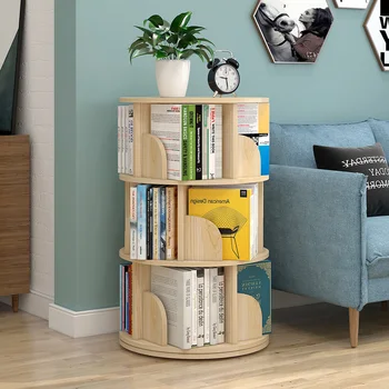 Начална модерна кръгла въртяща се на лавица за книги - детски портретно шкаф с икономия на пространство