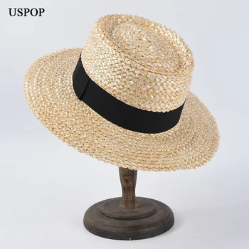 USPOP Нови летни шапки модни шапки от естествена слама пшеница с широка периферия слънчеви шапки, плажни шапки