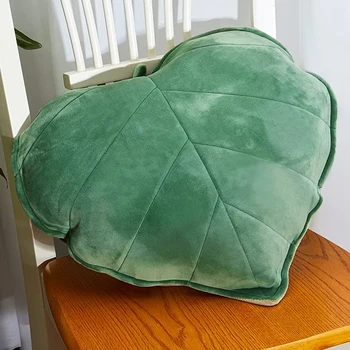 3D възглавница за листа, декоративна възглавница за растенията, мек плюшен възглавница под формата на листа, на новост, плюшен възглавница за гърба, удобно растение