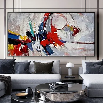 Съвременната абстрактна живопис с маслени бои, декорация за дома, 100% ръчна изработка, модерен плакат на платното за декориране на всекидневна, цветна линия, стенно художествено изображение