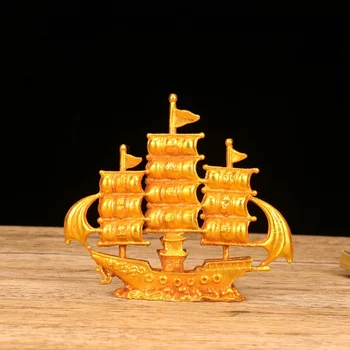 Морска океанская креативна златна модел парусника Украса на стаята Статуя на Миниатюрен кораб в средиземноморски стил, скулптура-орнамент
