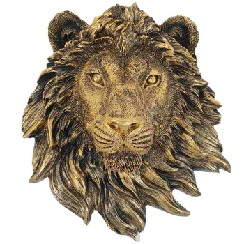 Имитация на медна глава на лъв Стенни декорации за украса на помещения, декорации от смола, занаяти за дома