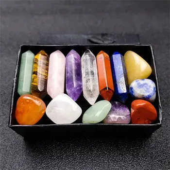 14 бр. са остри кварцов кристал, камъни за лечение на чакрите и кристали, набор от шестоъгълни камъни от розов кварц за медитация, интериор на спалня