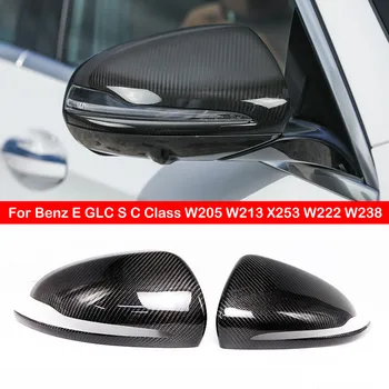 За Mercedes-Benz E GLC S C Клас на W205 W213 X253 W222 W238 LHD От Настоящето Въглеродни Влакна от Страна на Огледалото за Обратно виждане на Кутията Крило Капак Завърши Черупки