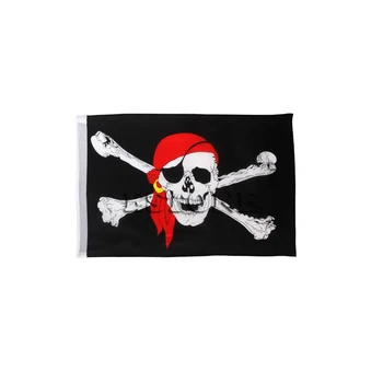 1 бр. голям череп с кръстосани кости Пиратски флаг jolly Roger, окачена с люверсом без овчарски скок