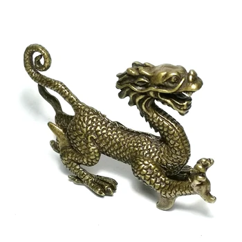 Порцеланова на бронзовата резба по зодиакальному дракон Статуя lunga колекция от накити на фън шуй