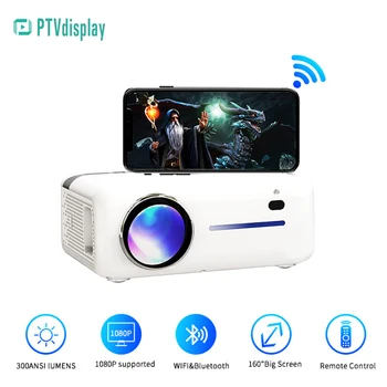 PTVDISPLAY E520H Мини Проектор 4K Full HD 1080P Видео Проектор 9000 лумена WiFi Android 9,0 за Преносим Проектор За вашия Домашен Офис