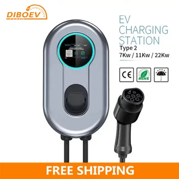 32A EV зарядно устройство, 22 кВт 3 Фаза на EVSE Wallbox IEC62196 Type2 електрически автомобил Зарядно за Кола с приложението на RFID-карти EV Home Charger