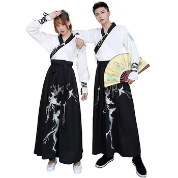 Китайски комплект дрехи за мъже и жени, танцов костюм в етнически стил, ветрозащитная китайска дреха, яке, елемент на поли