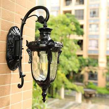 Външен стенен монтаж лампа в класически ретро черно осветление, led аплици, водоустойчив декоративни коридор за дома