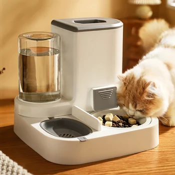 Автоматична ясла за котки диспенсер за вода с голям капацитет на купата за храна за котки Контейнер за влажен сухо отделяне на храна за кучета, котки, домашни животни, пиене, хранене