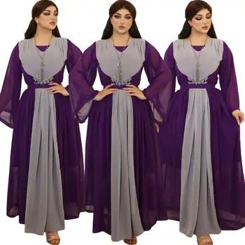 Марокански мюсюлманин женски шифоновое макси рокля с абайей, ислямски кафтан, вечерна рокля Джилбаб