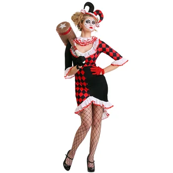 Цирк костюм на клоун за възрастни жени за Хелоуин, необичайно облекло за cosplay Жокера