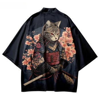 Кимона, жилетка, японски костюм за cosplay, кимона котка самурай Хаори, дамски мъжка риза, потник за лятото на плажа, юката