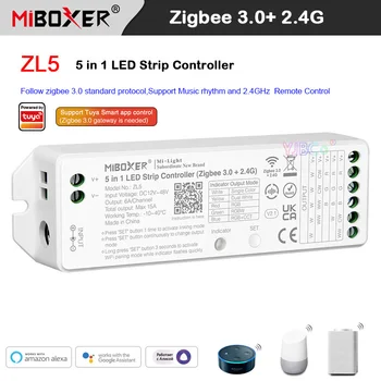 Miboxer ZL5 (Zigbee 3,0 + 2,4 Г) Двоен бял/RGB/RGBW/RGBCCT 5 в 1 Контролер led лента CCT един-цветен светлинна лента С Димер 12 В 24 В