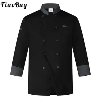 Мъжки Дамски яке-готвач с дълъг ръкав за възрастни Унисекс, бяло, черно, дрехи за готвене, яке готвачи, униформи за кухня, ресторант, хотел
