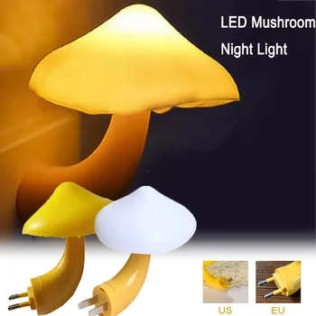 Грибовидная Форма Led нощна светлина Стенни Изход Лампа на ЕС, САЩ Включете Топло Бяла Светлина-сензор за контрол на Осветление Спални Нощна Лампа за Детска Стая