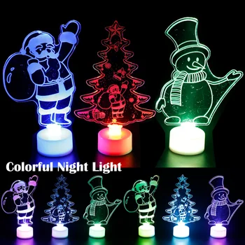 Led лека нощ, коледна украса, Дядо Коледа, Снежен човек, Коледна елха, цветни настолна лампа за коледни новогодишни партита