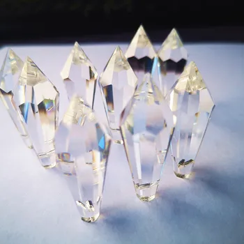 AAA най-високо качество на 200 бр 38 мм Прозрачни кристални призми-ледени висулки Полилей U-образна форма на капка (безплатни пръстени) За стъкло осветление Аксесоари за пердета