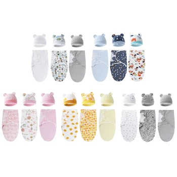 Мультяшное детско пеленальное одеяло и шапчица-бини за малки момчета и момичета 0-6 месеца бебетата P31B
