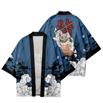 Годишен женски мъжка жилетка, плажна юката, японското кимоно с принтом къщичка на самурая, cosplay, традиционно облекло Хаори, големи размери