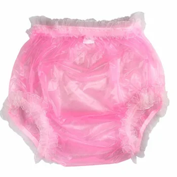 Хит на продажбите, френски розови нагънат триъгълни дантелени шорти от PVC, девчачий кръст-дрессинг, ежедневни дрехи за възрастни, фетишистская облекло C