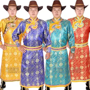 Мъжки монголски булчински облекла, дрехи за етнически малцинства, халат за баня