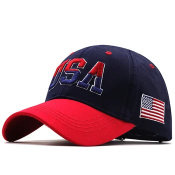 Нова бейзболна шапка с флага на САЩ за мъже и жени, памучен бейзболна шапка, унисекс, Америка, хип-хоп шапки с бродерия Gorras Casquette