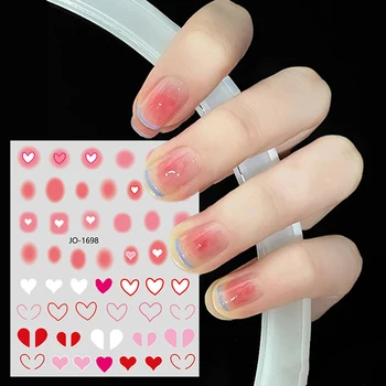 3D стикер за дизайн на ноктите, розово, червено сърце градиентные цвят желе самоклеящийся пролетен дизайн любов отклеивающаяся стикер за дизайн на ноктите YJ089