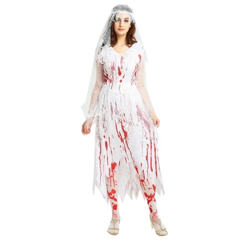 Женствена рокля за ролеви игри, булка-вампир, дълга рокля за парти в чест на Хелоуин, секси костюми на вещици за cosplay, кралят костюм на призрак на ужасите