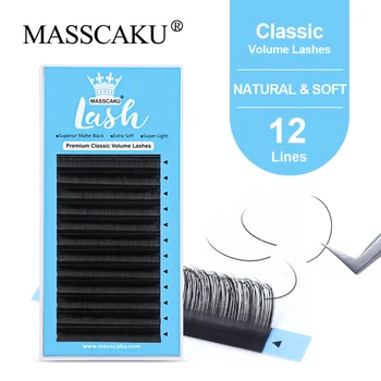 MASSCAKU 8-20 мм професионални норковые индивидуални мигли за удължаване на ръчно изработени класически обемни тави за естествени фалшиви мигли