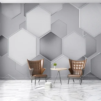 Потребителски стенни тапети, 3D геометрична шестоъгълен диаграма, творческа художествена боядисване на стените съвременни тапети тапети за хола, 3D декор