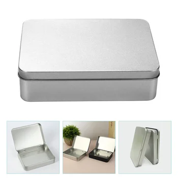 Правоъгълна метална кутия за съхранение с капак от ламарина, контейнер за чаени листа, контейнери, малък куфар