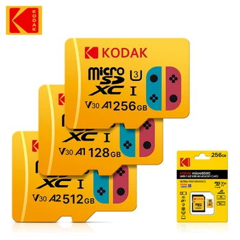 Kodak Micro SD Карта, Карта памет от Клас 10, 32 GB 64 GB 128 GB, 256 GB U3 4K Високоскоростна Карта Памет Флаш памет TF Mecard C10