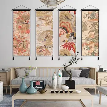 Стенни картини в японския стил на Дзен, божур, картина, платно, плакати, картини, стенно изкуство, дърворезба, окачен декор за стаята, естетика