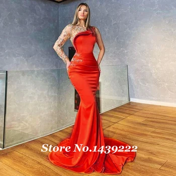 Модни нови червени вечерни рокли на Русалка, дълга сватбена рокля за гости, Robe De Soiree, Vestidos Fiesta известни личности, сшитое по поръчка