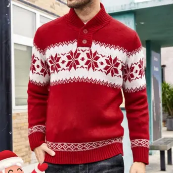 Мъжката есенно-зимния нов пуловер, пуловер с дълъг ръкав, коледен жаккардовый вязаный пуловер, мъжки