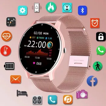 Смарт часовници дамски Bluetooth предизвикателство водоустойчив часовник с сърдечния ритъм фитнес гривна спортни кръгли умни часовници за мъже за Android и IOS MI