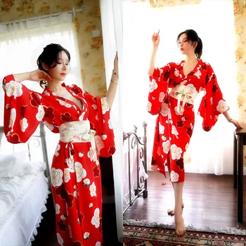 Рокля-кимоно за момичета с сакурой, халат юката в японски стил, женски цветен принт, японската униформи Хаори, cosplay, къса рокля за парти