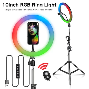 10-инчов led пръстен за фотография, кольцевое осветление за селфи със статив за смартфон, околовръстен лампа за студио грим Youtube