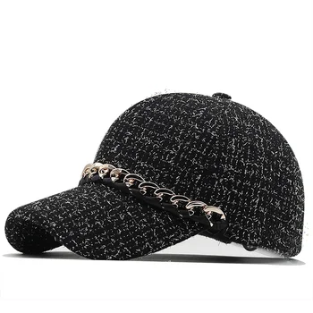 2022 Нови дамски зимни шапки с буквенной ивица и на веригата, бейзболна шапка, плюшени кашмир топли шапки за момичета