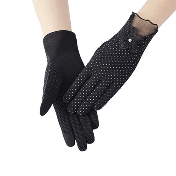 Дамски летни слънчеви дантелени улични дишащи ръкавици за шофиране с пръсти, дамски ръкавици с нескользящим сензорен екран, точка ръкавици