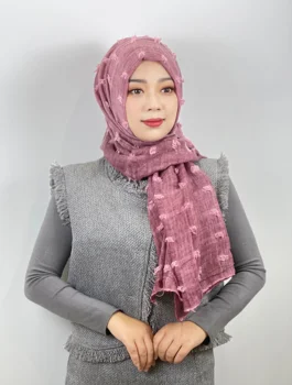 Мюсюлмански шал, турски женски хиджаб, памук, бельо памучен шал, мрачен, боядисани малка топка, шал, всекидневни женски шал, арабски мюсюлмански хавлия