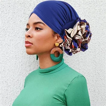 Хиджаб с голямо цвете, увеличава обема, чепчик-тюрбан за жени, мюсюлманска шапчица под хиджабом, обикновена ислямски вътрешна hijabs, превръзка на главата, капачката за химиотерапия