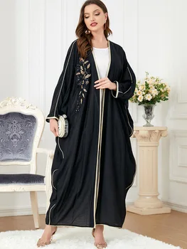 Дамски елегантни ежедневни рокли Макси 2023, пролет-есен, луксозна бронзова абая с дълъг ръкав, мюсюлмански турски халат за партита, Vestido