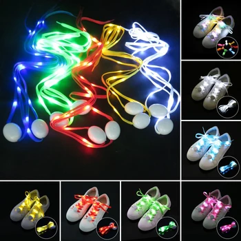 1 Чифт Цветни Led Светещи Връзки за спортни обувки В Райета, които Имитират Найлон, Мигающее Осветление, Светещи Връзки за обувки, Работещи на батерии