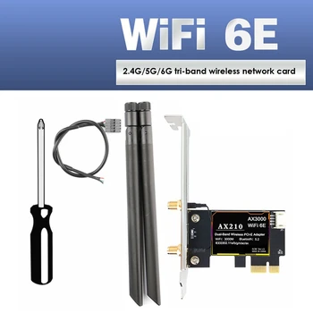 Безжична мрежова карта Bluetooth 5.2 5374 Mbps на 2,4 G/5G/6G Трехдиапазонная Гигабитная Безжична мрежова карта
