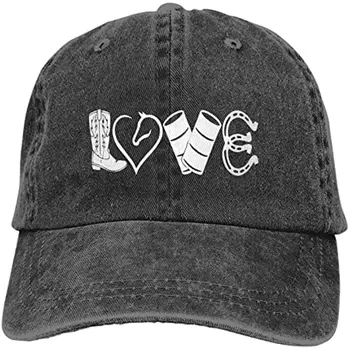 Дамски дънкови бейзболна шапка Love Barrel Racing, регулируем реколта потертая выстиранная шапка за жени и мъже
