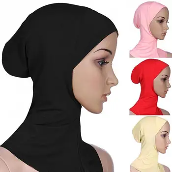 Дамски вътрешна шапка-хиджаб, мюсюлманска вътрешна шапка, шапка нинджа, мек обикновен женски шал с пълно покритие, шапка с долна черта врата, шапка, шапка